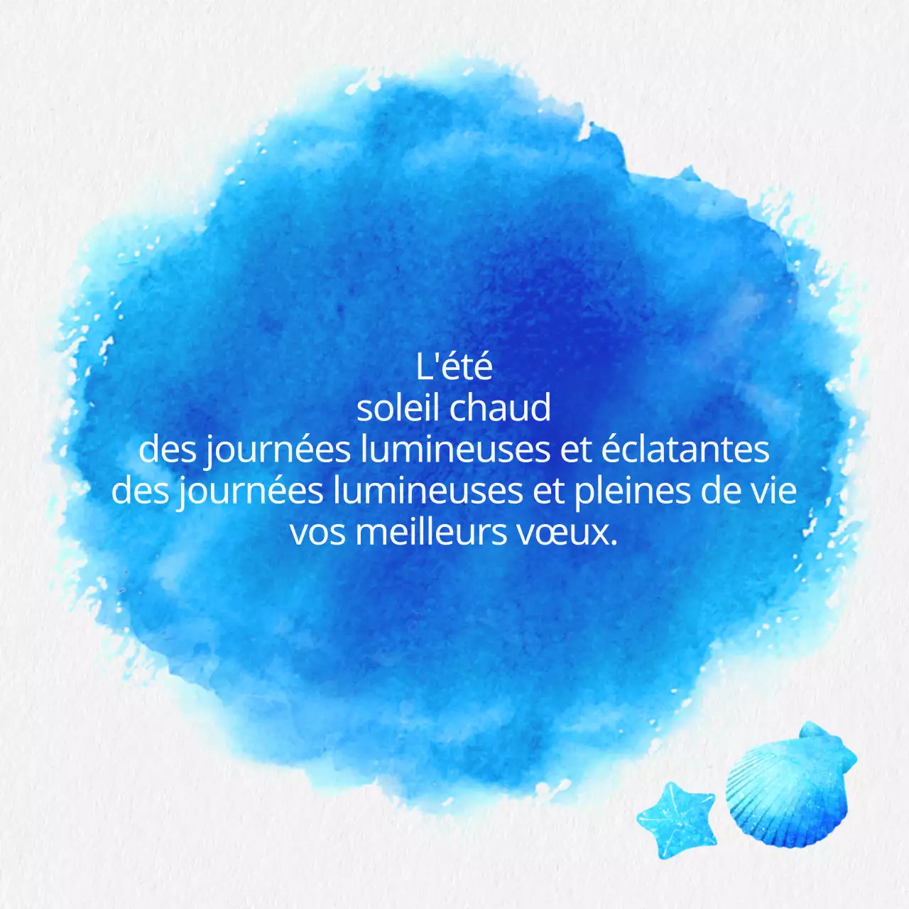 Collection de vœux d'été en calligraphie simple en bleu clair et bleu