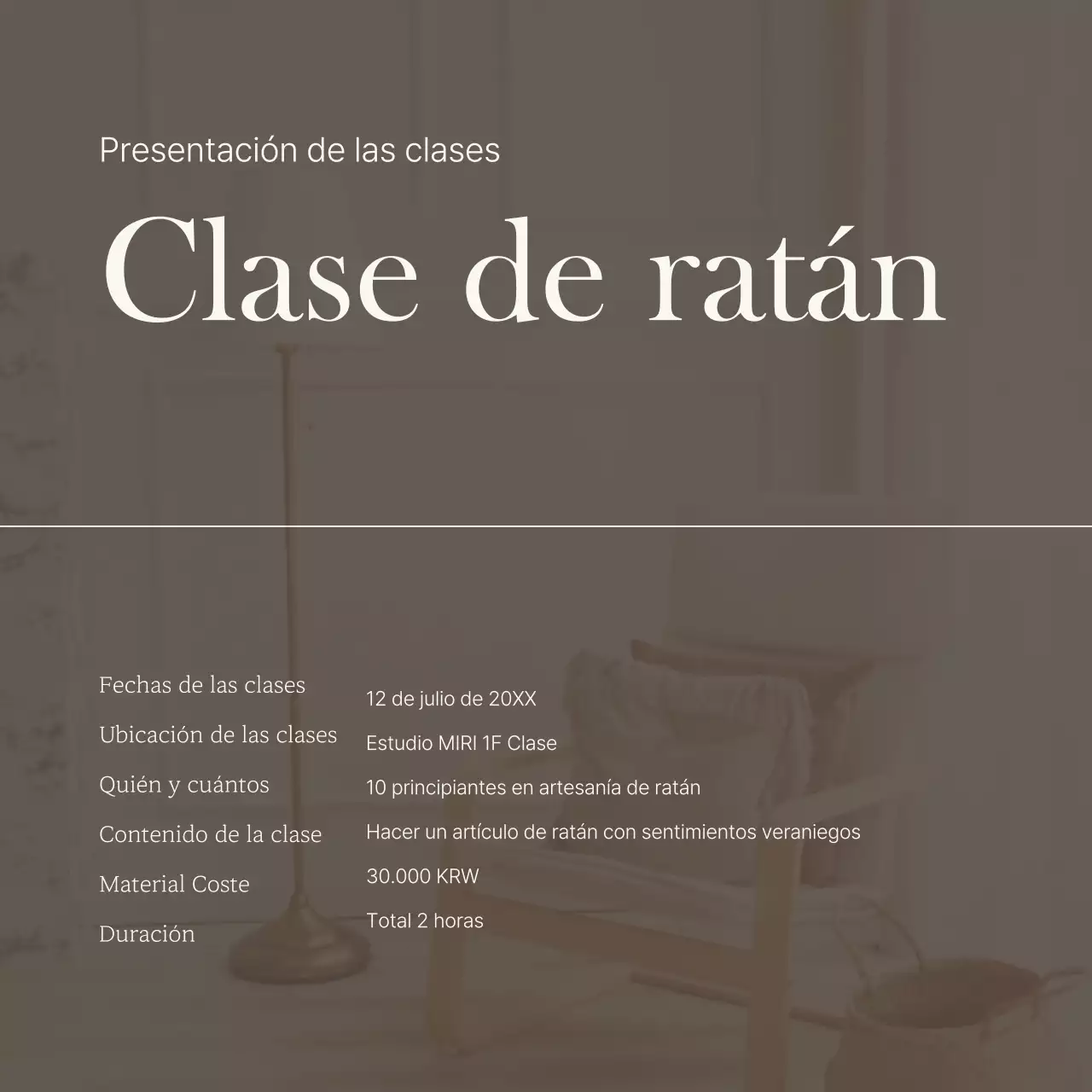 Anunciamos una lujosa clase de un día en marfil y marrón