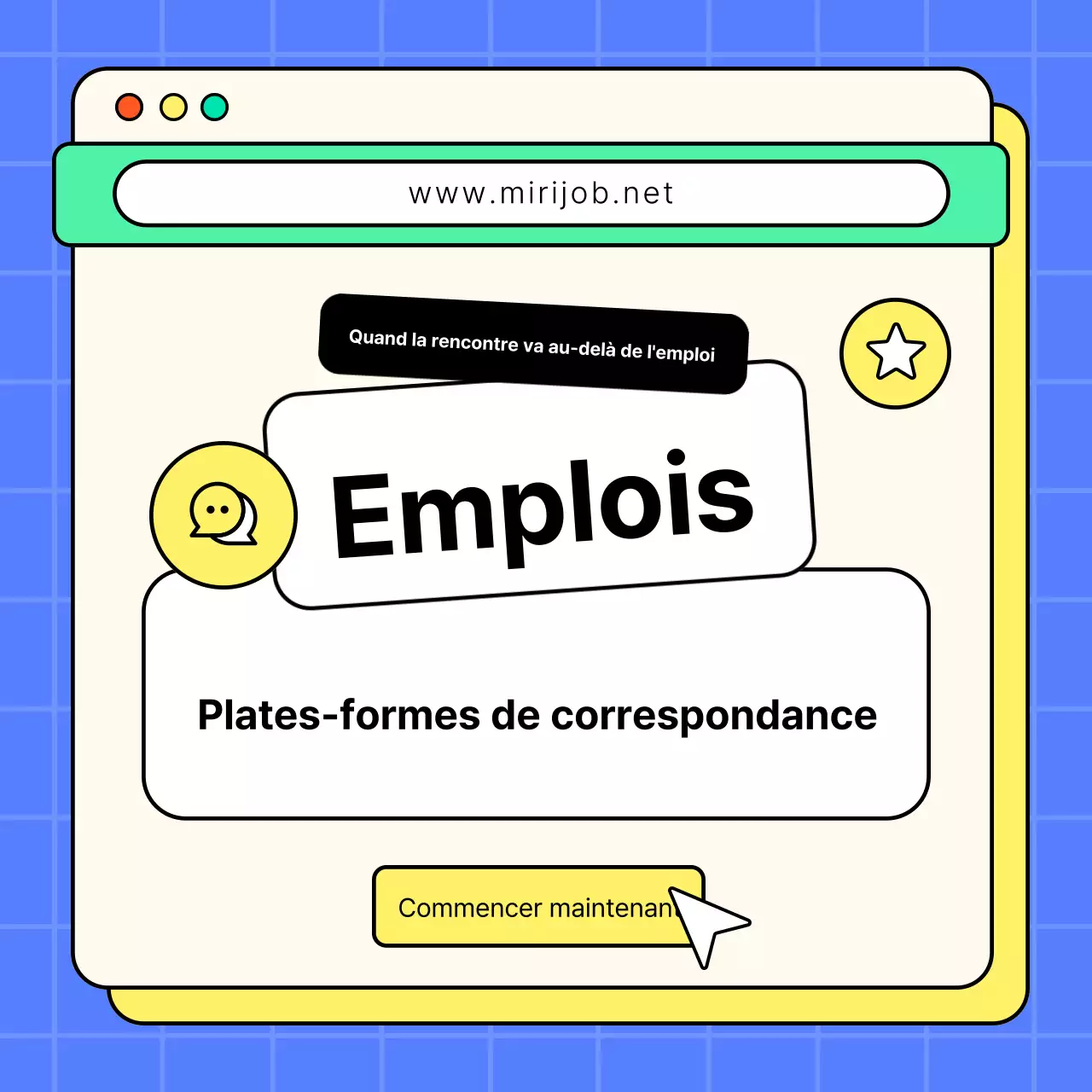 Lettre de motivation pour un emploi correspondant à la tendance, en jaune et bleu