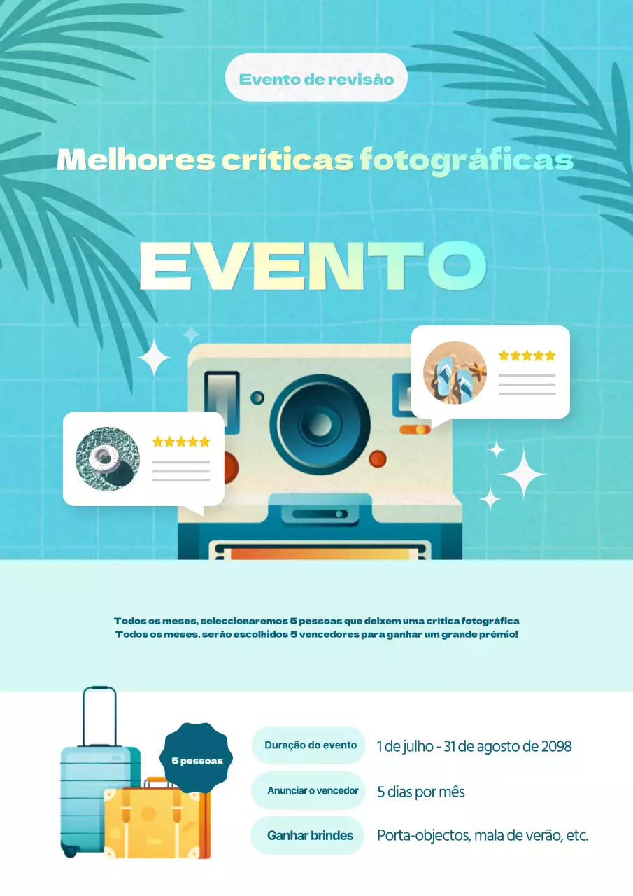 Promova o seu evento de revisão fotográfica com uma fotografia bonita e azul clara