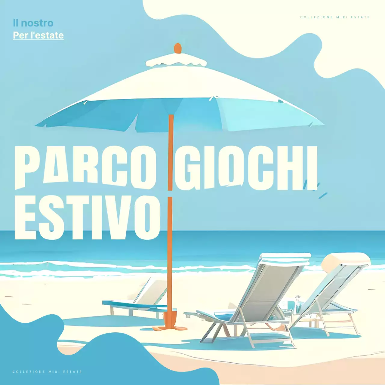 Semplice promozione per le vacanze estive in bianco e azzurro