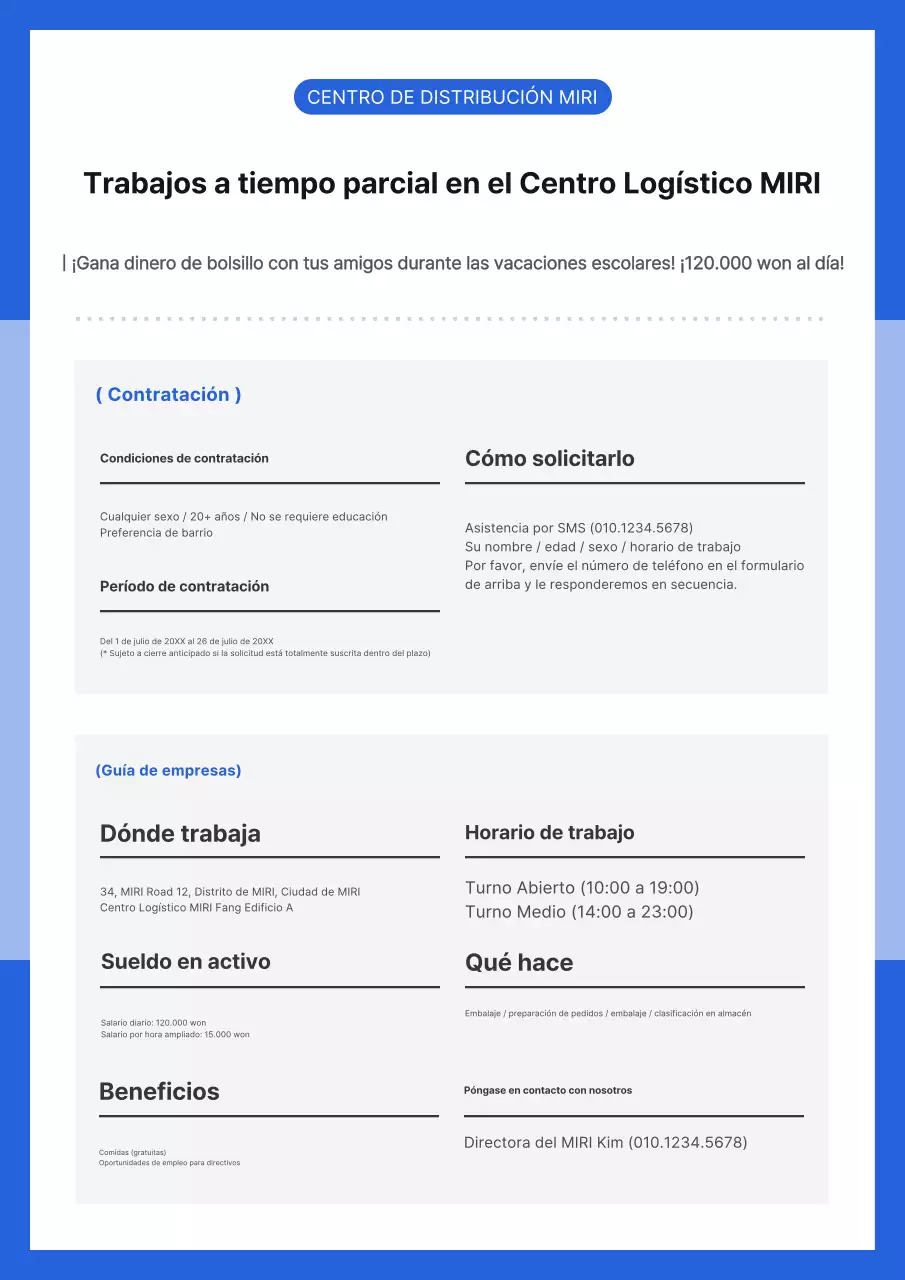 Guía simple azul y negra de ofertas de empleo en almacenes
