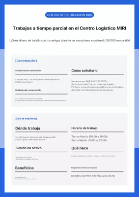 Guía simple azul y negra de ofertas de empleo en almacenes