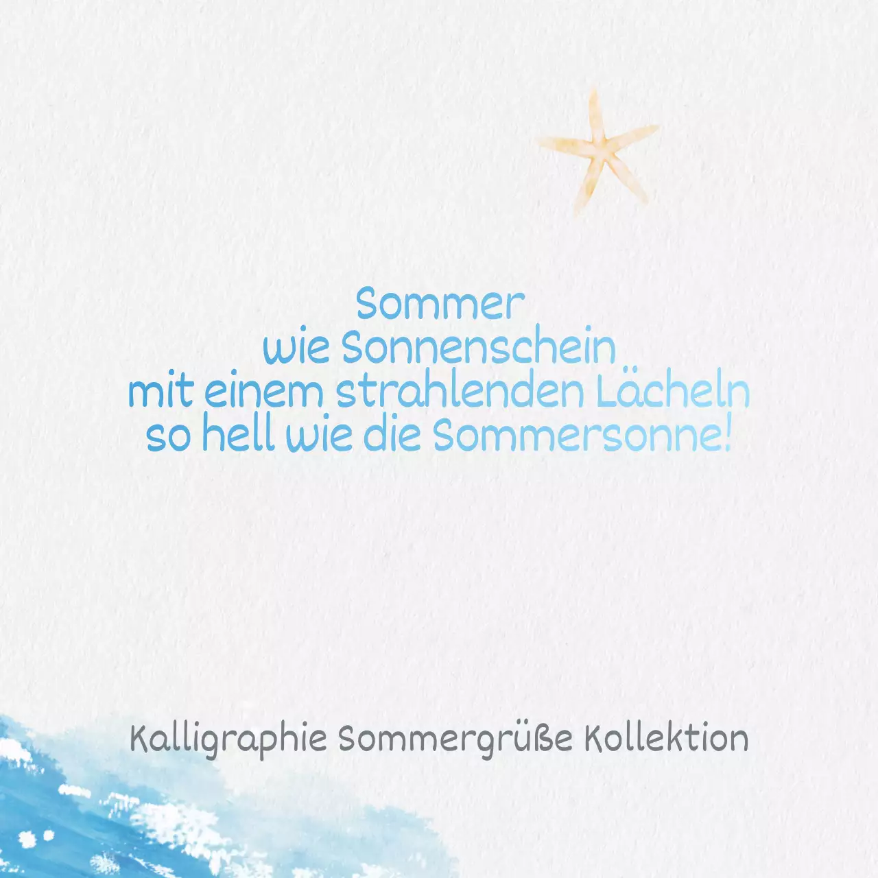 Einfache Kalligraphie Sommergrüße Sammlung in hellblau und blau