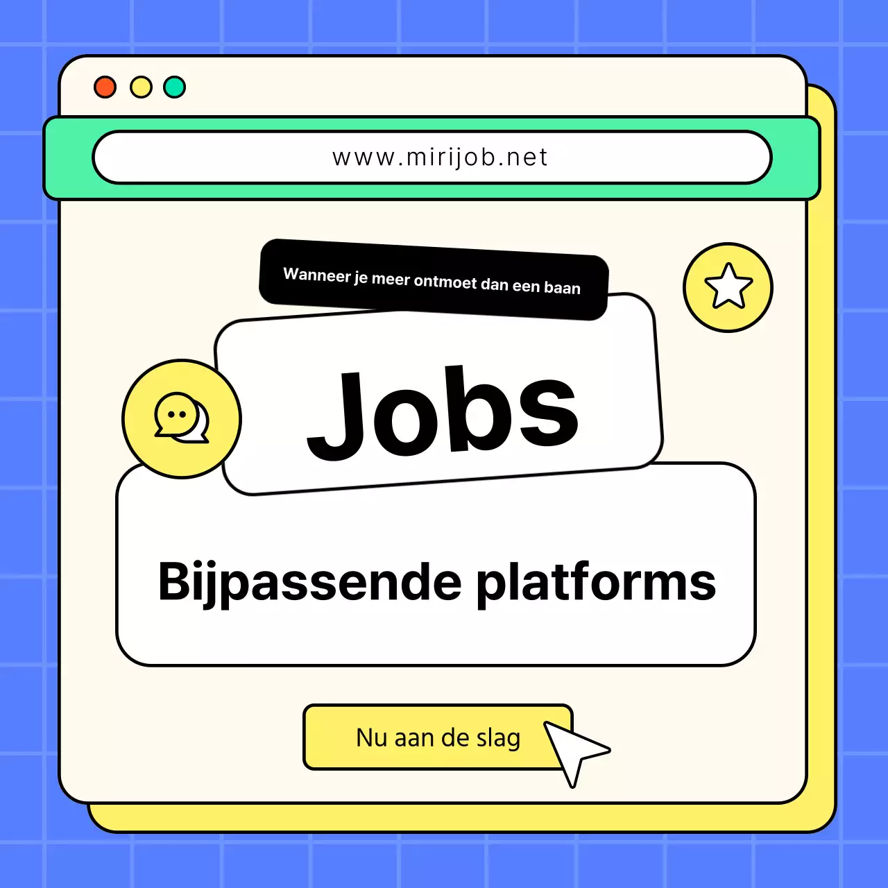 Trendy sollicitatiebrief in geel en blauw