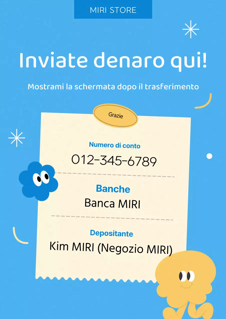 Annuncio di deposito diretto giallo e azzurro