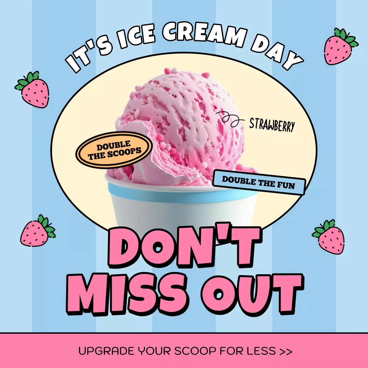 핑크 트렌디 아이스크림 프로모션 소셜 미디어 게시물