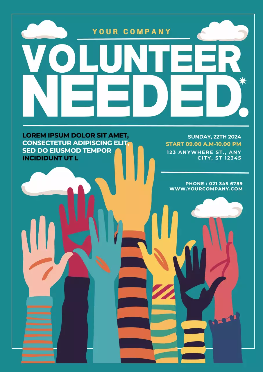 Teal Trendy Volunteer Announcement Poster