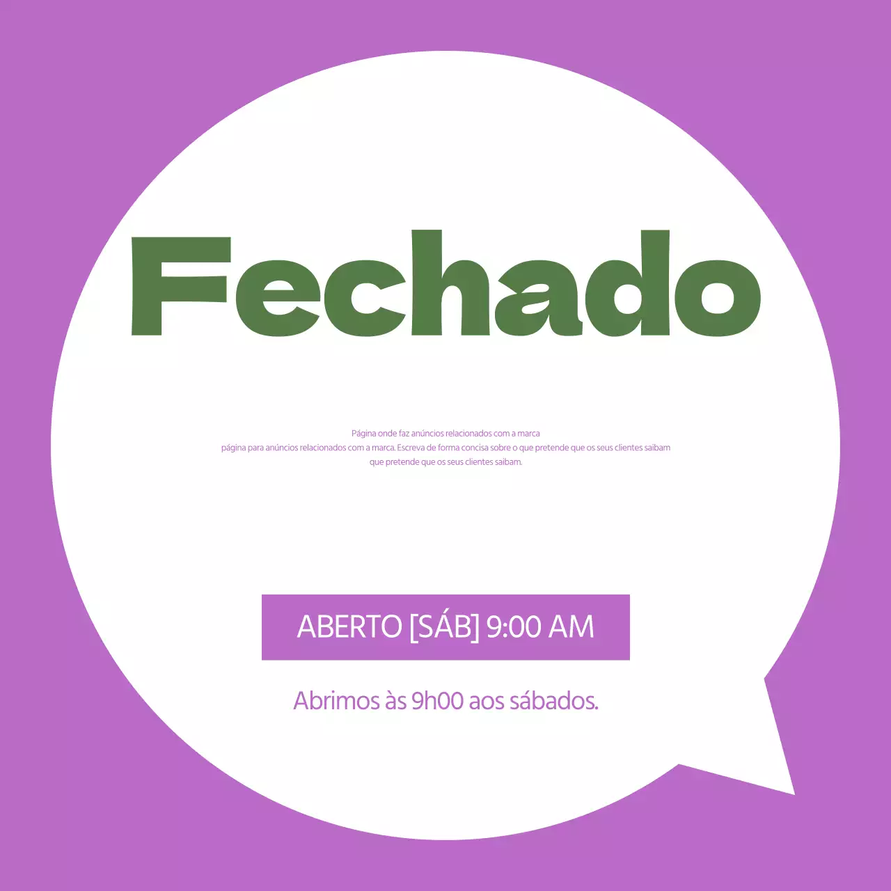 Um simples anúncio de encerramento de loja em roxo e branco