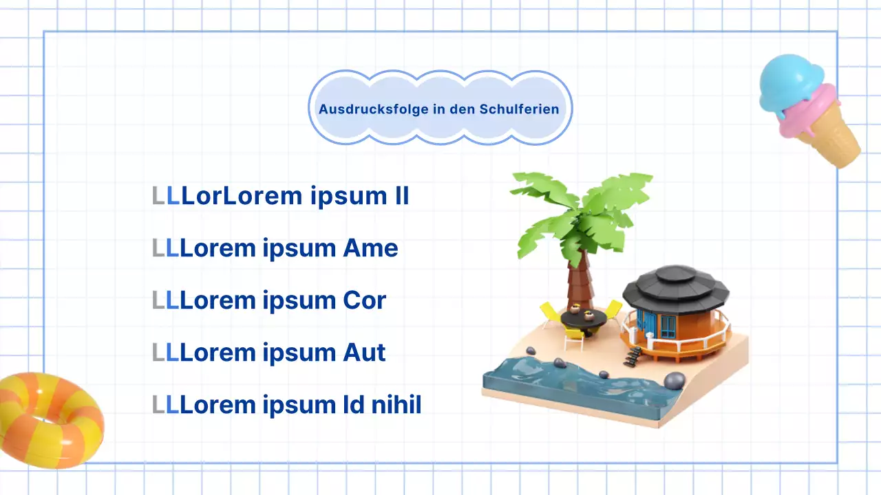 Blaue und hellblaue Unterrichtsmaterialien für die Sommerferien