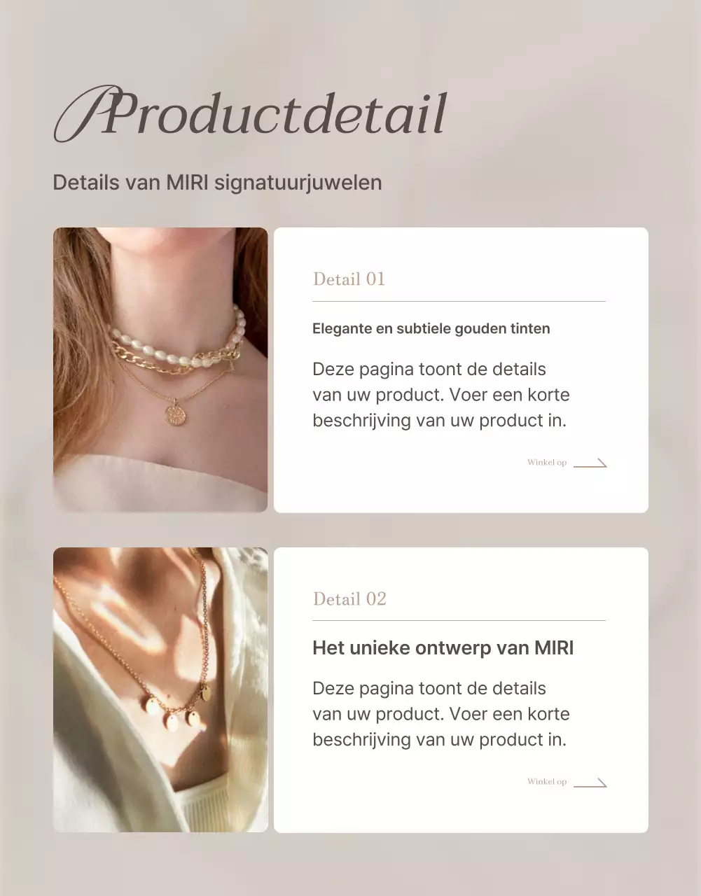 Presenteer trendy accessoiresieraden in bruin en beige