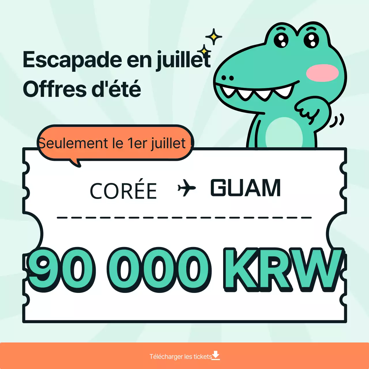 Promouvoir des offres de vols d'été kitsch en vert et blanc