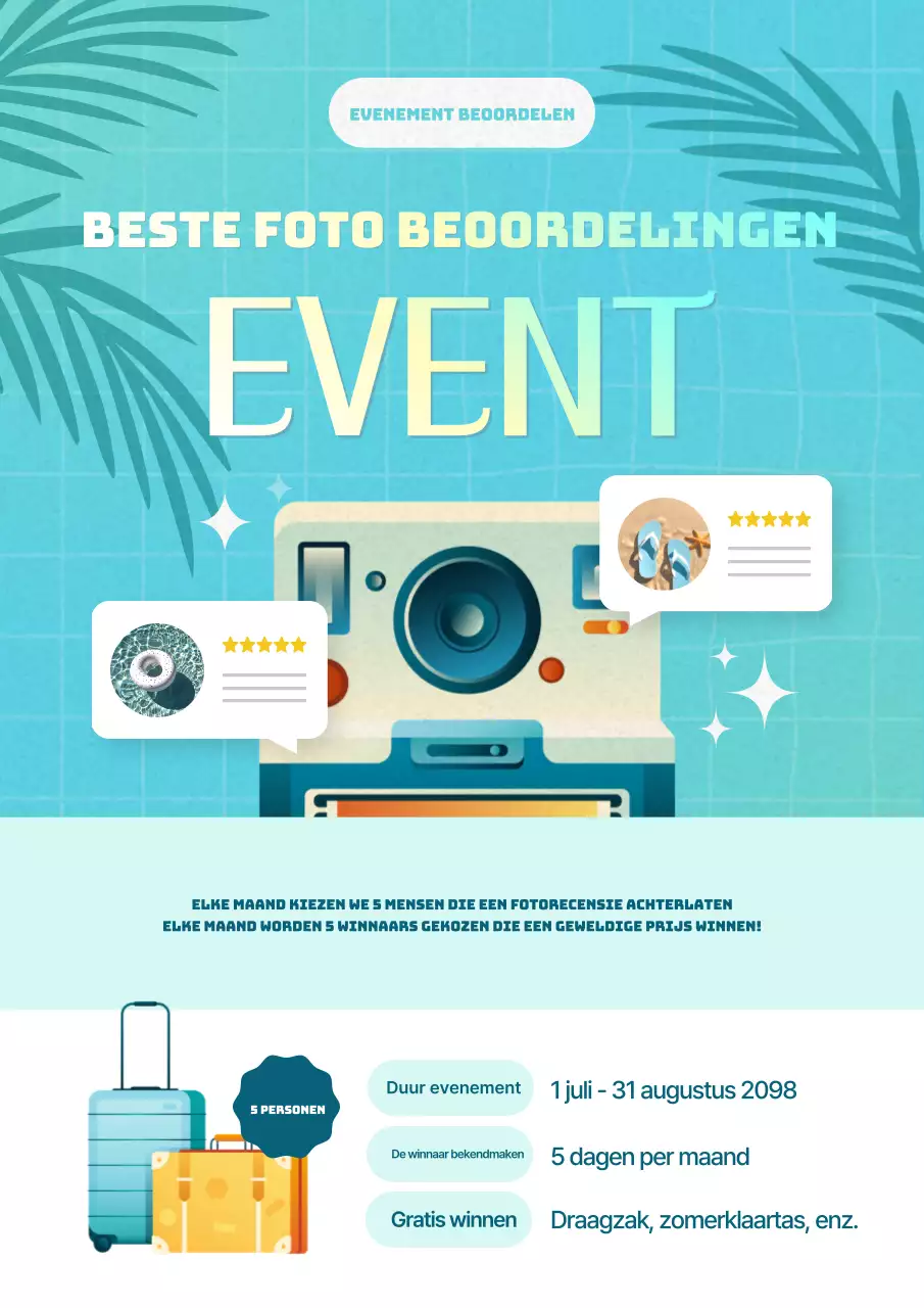 Promoot je fotoreview-evenement met een lichtblauwe en mooie foto