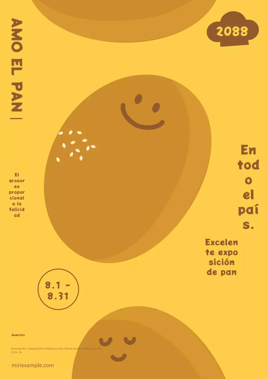 Bonita exposición de pan amarillo y marrón Hiroho.