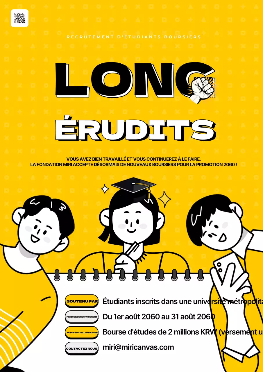 Annonce de sélection de bourses d'études universitaires de style accentué jaune et noir