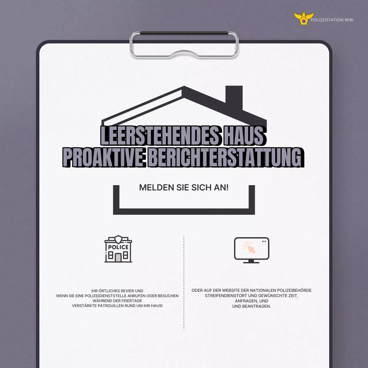 Eine trendige Kampagne zum Schutz vor Urlaubsdiebstahl in Beige und Grau