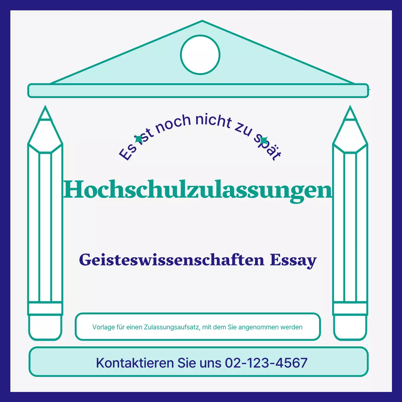 Einfache grüne und marineblaue Aufnahmeprüfung Aufsatz Schulförderung