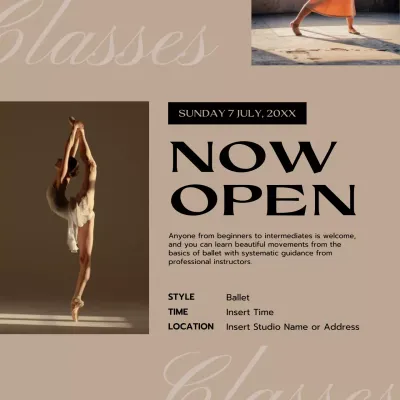 Beige Elegant Ballet Announcement Social Media Post