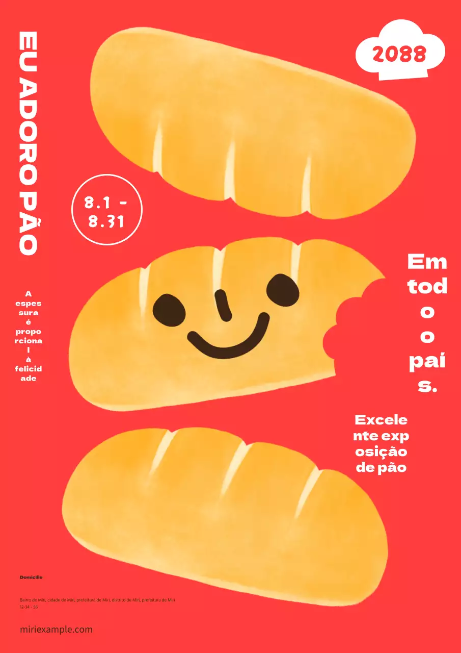 Publicidade à bela exposição de pão vermelho e castanho.