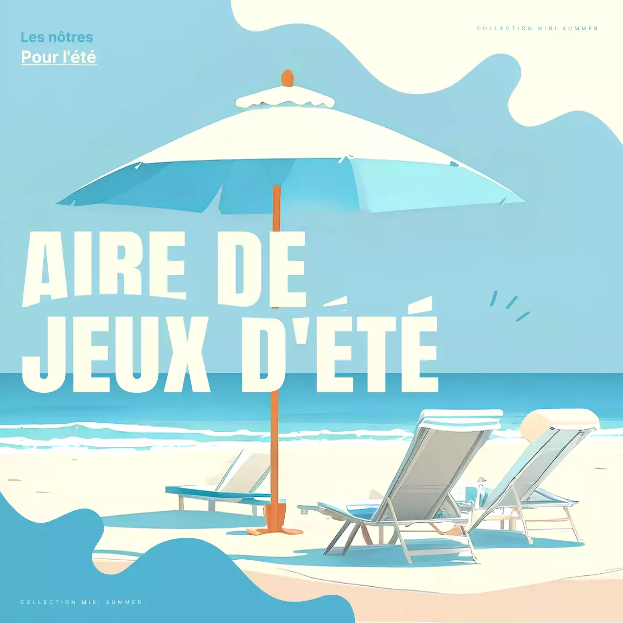 Promotion simple des vacances d'été en blanc et bleu clair