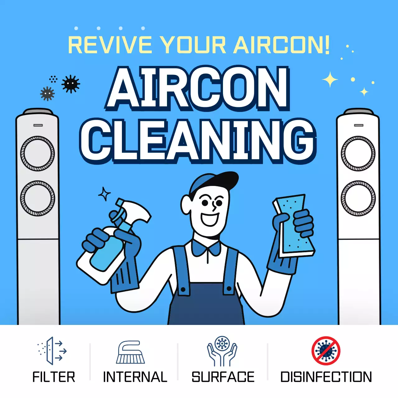 Blue Modern Cleaning Promotion Social Media Post