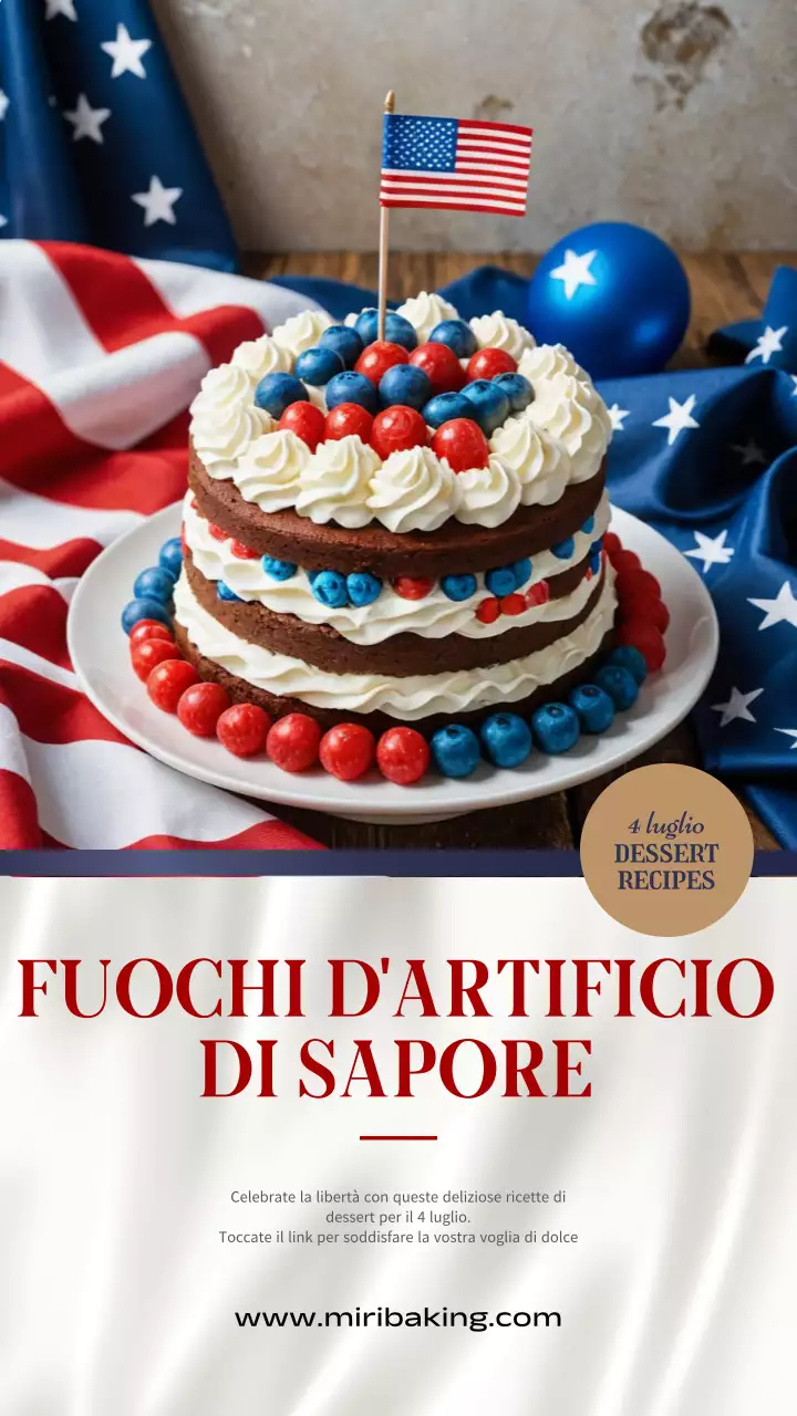 Una moderna ricetta di dessert del 4 luglio in rosso e blu