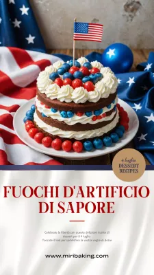 Una moderna ricetta di dessert del 4 luglio in rosso e blu