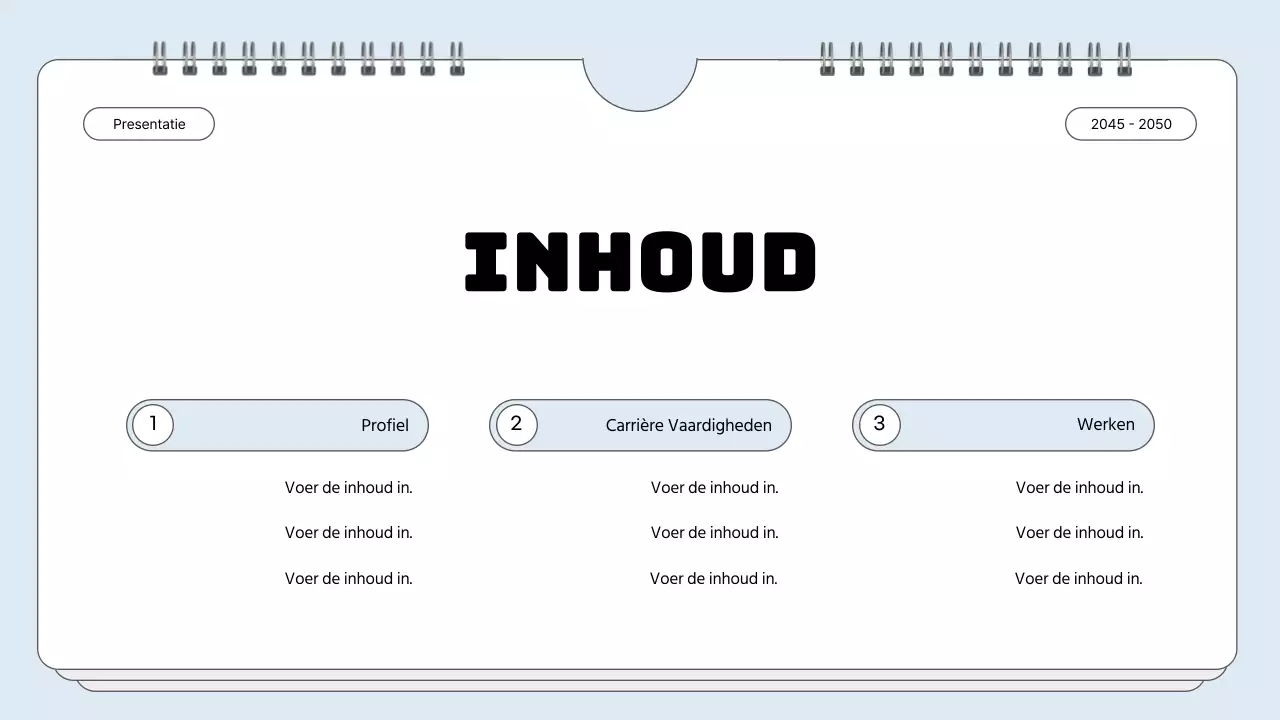Portfolio met eenvoudig notitieframe in lichtblauw