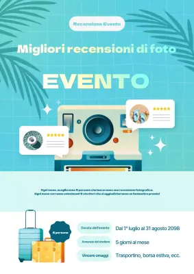 Promuovete il vostro evento di revisione fotografica con una foto azzurra e graziosa
