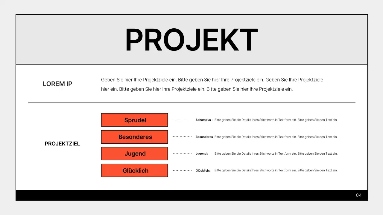 Ein einfaches Portfolio für Vermarkter in Grau und Orange