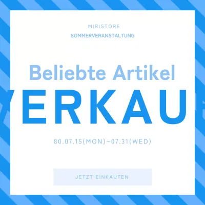 Einfache blau-weiße Verkaufswerbung