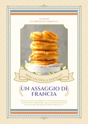 Pubblicità di un mercato alimentare francese di lusso in beige e rosso.