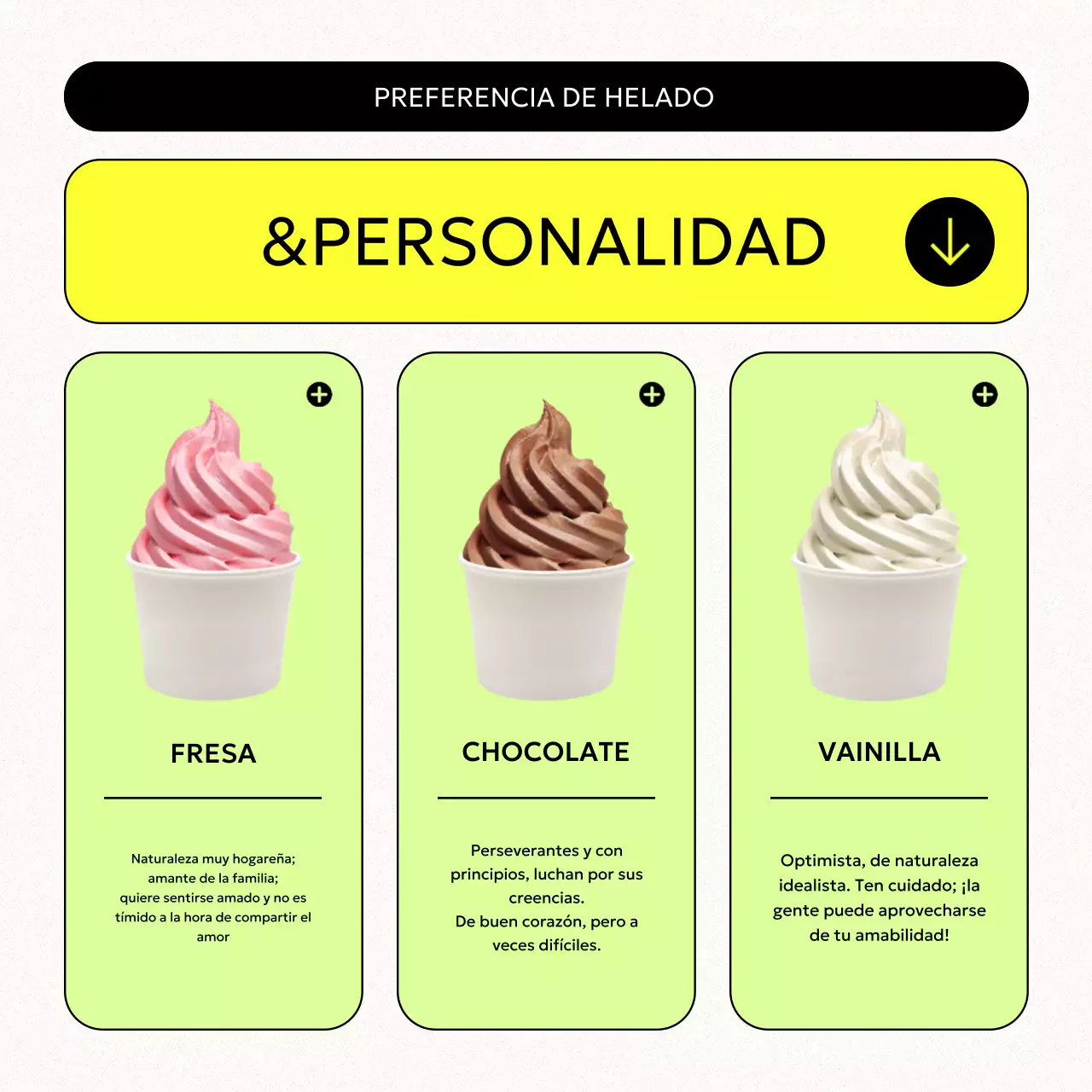 Postes de moda con personalidad de heladero en amarillo y chartreuse