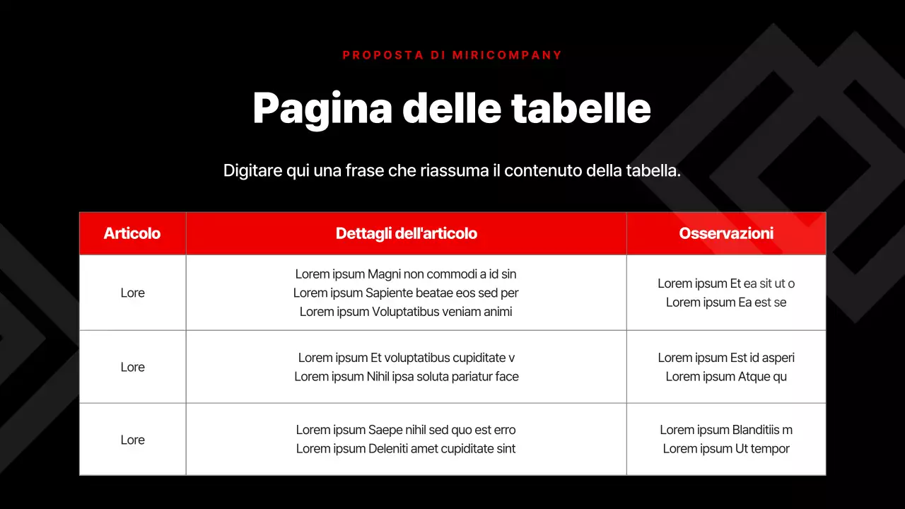 Semplice presentazione aziendale in rosso e nero