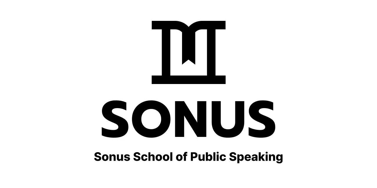 Entwurf einer Redeschule mit einem Symbol, das ein Podium darstellt