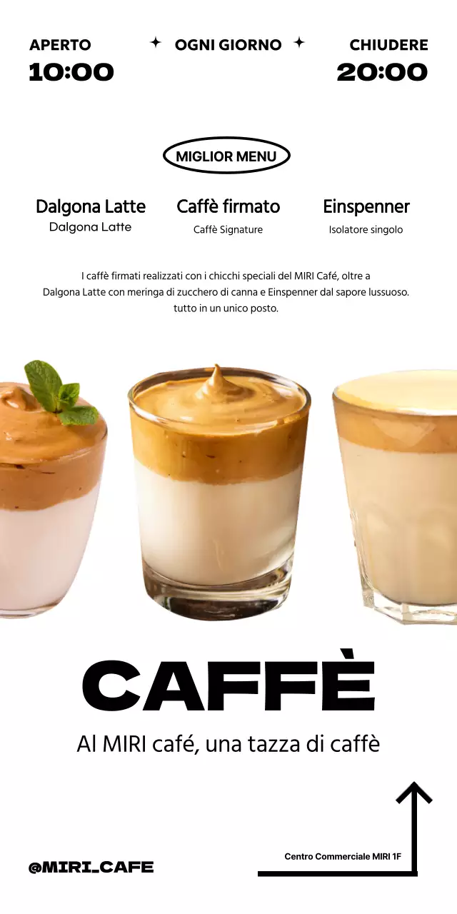 Promuovete il menu del vostro caffè in uno stile moderno
