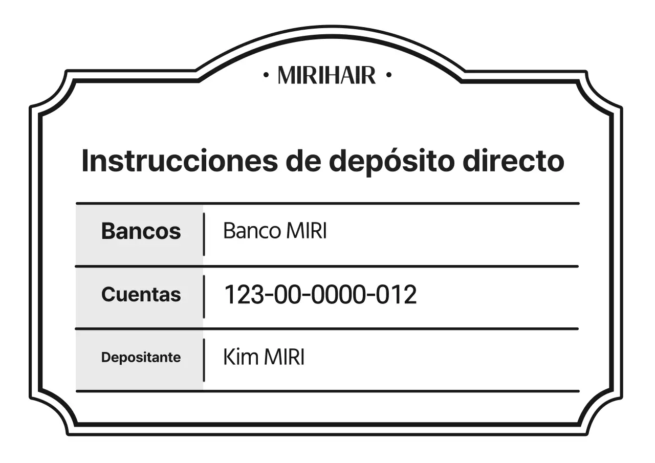 Instrucciones de domiciliación modernas y en blanco y negro