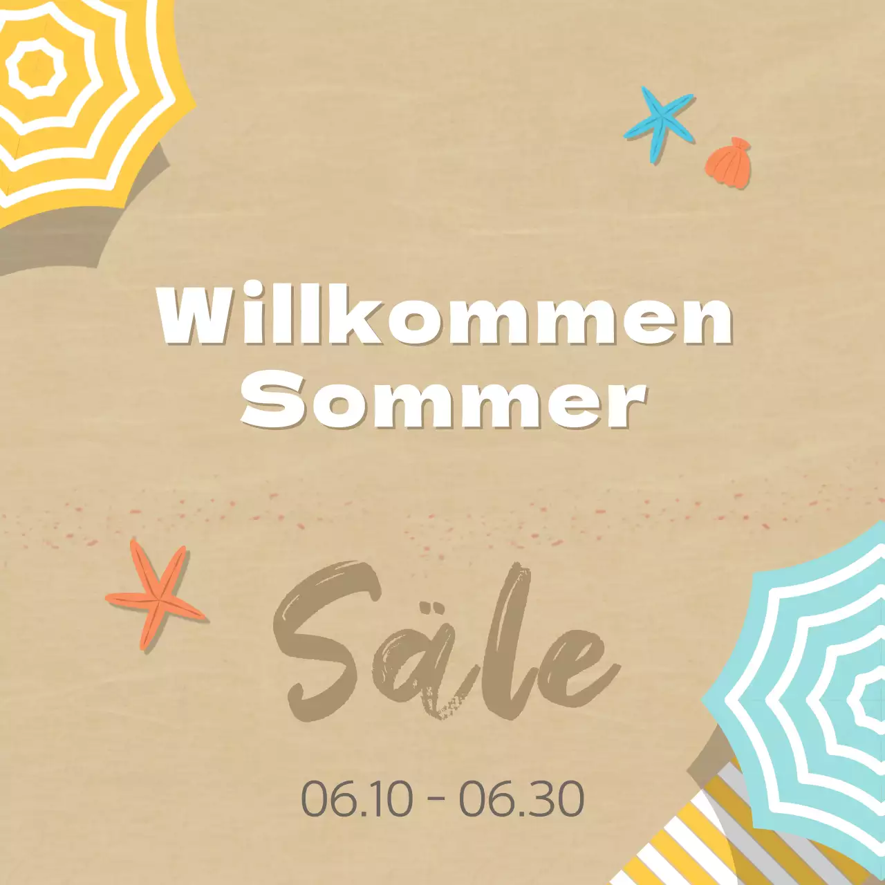 Eine hübsche Sommerausverkaufspost in Beige und Weiß