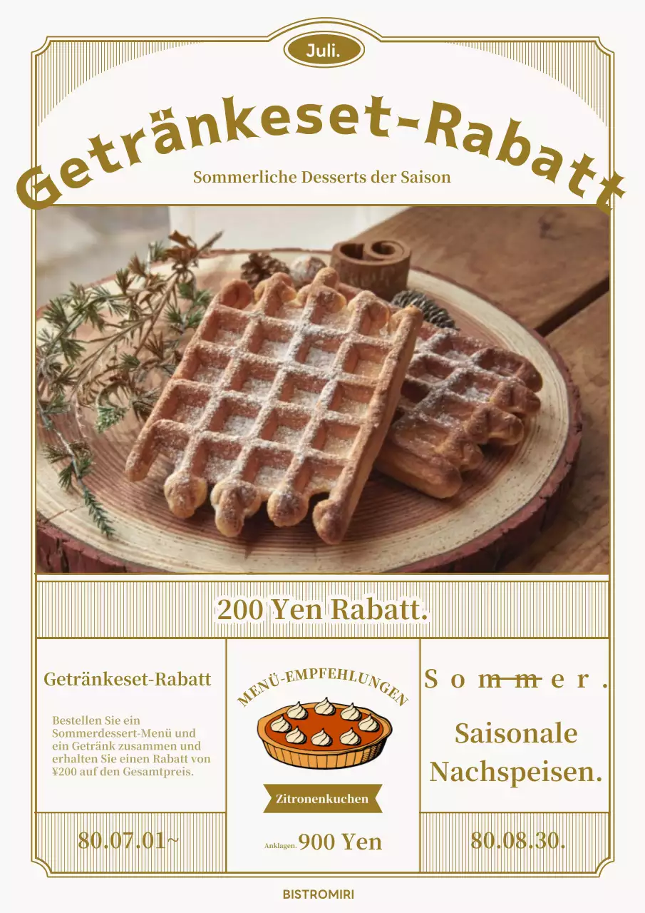 Klassische Sommerdessert-Aktion in Gold und Weiß