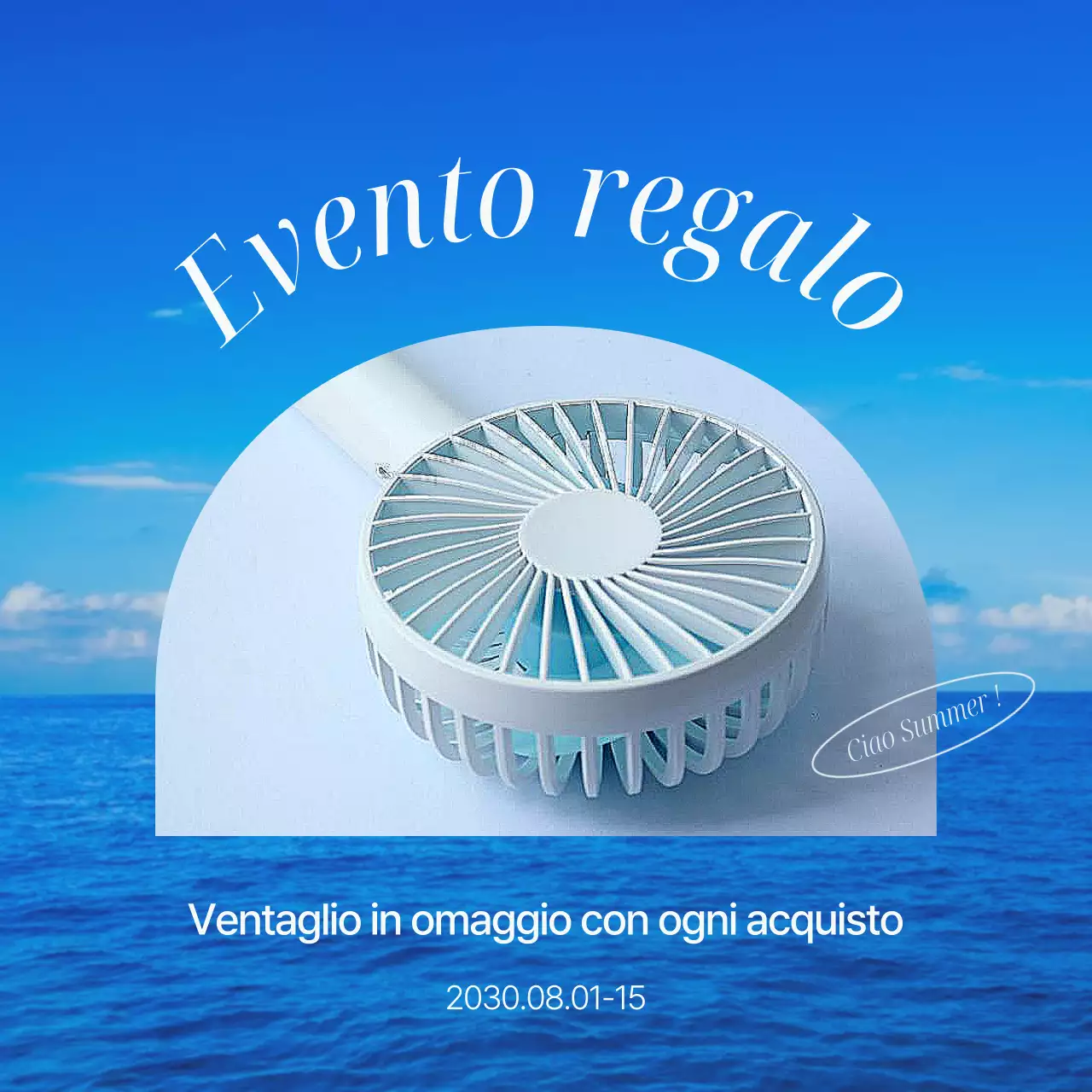 Annuncio per eventi semplice e di ispirazione estiva in azzurro e blu
