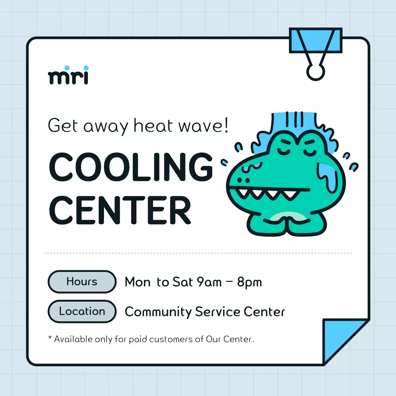 Blue Simple Cooling Announcement Social Media Post