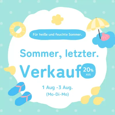 Ankündigung eines schönen Sommerrabatts in Hellblau und Mintfarben.