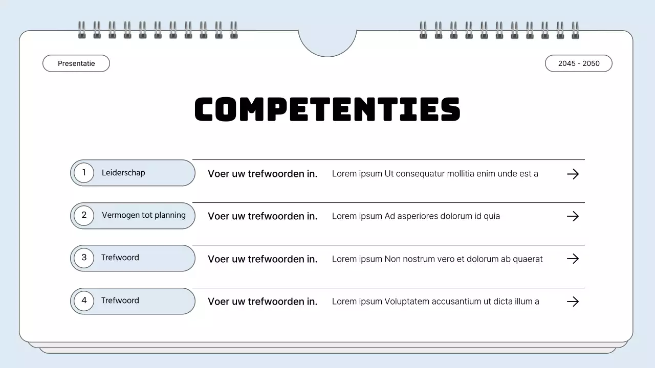 Portfolio met eenvoudig notitieframe in lichtblauw