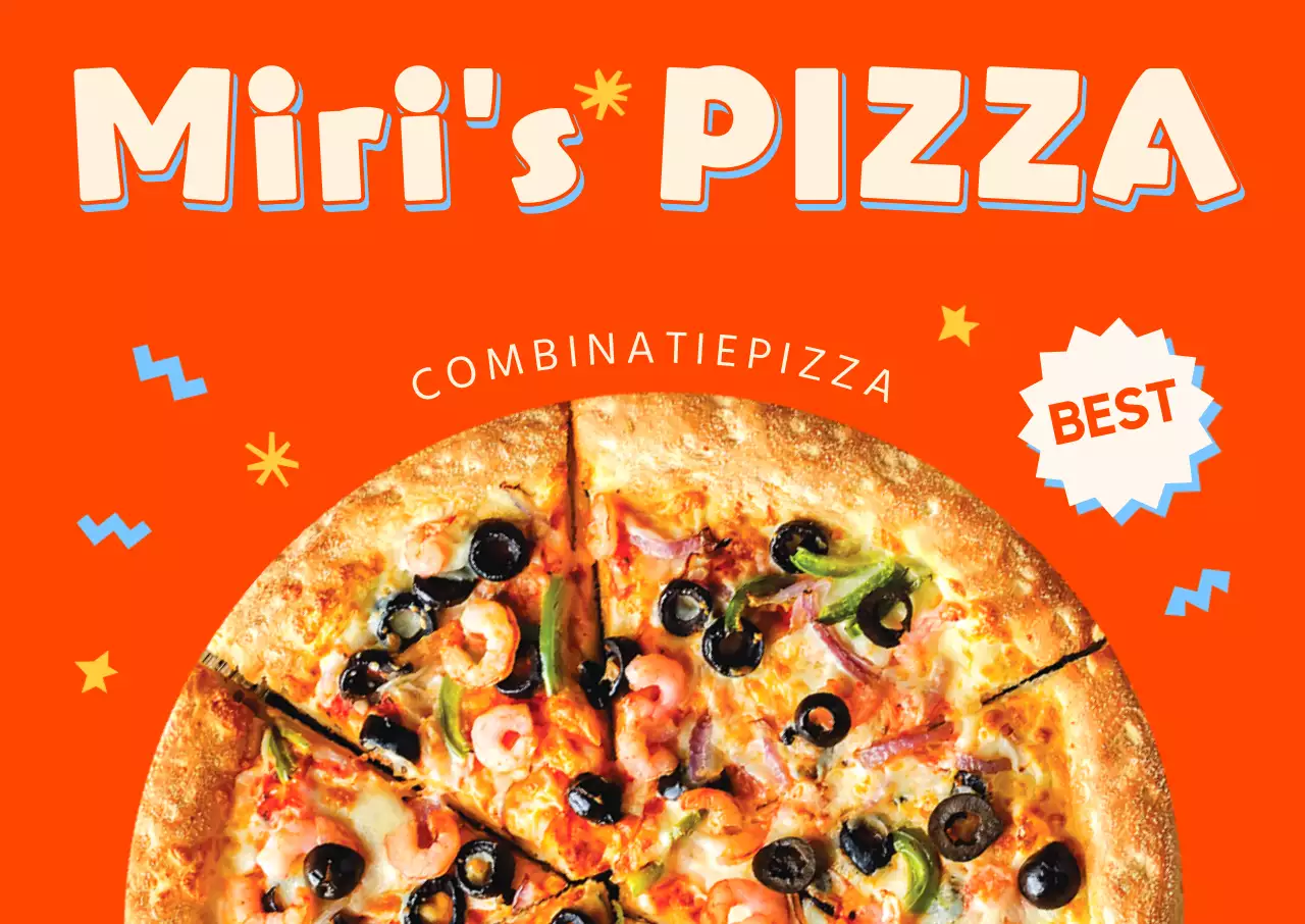 Driedimensionale pizzaposter met popdesign