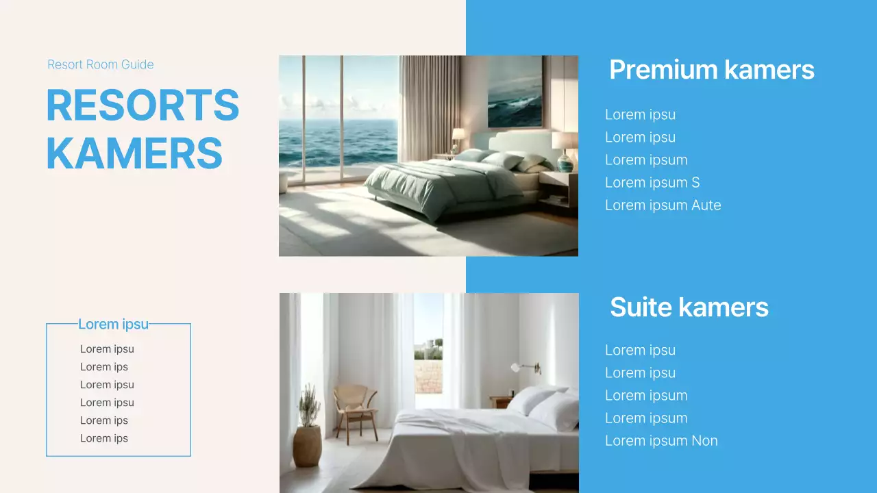 Een eenvoudige blauw en ivoorkleurige resortprimer