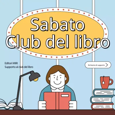 Annuncio retro del club del libro in azzurro e giallo