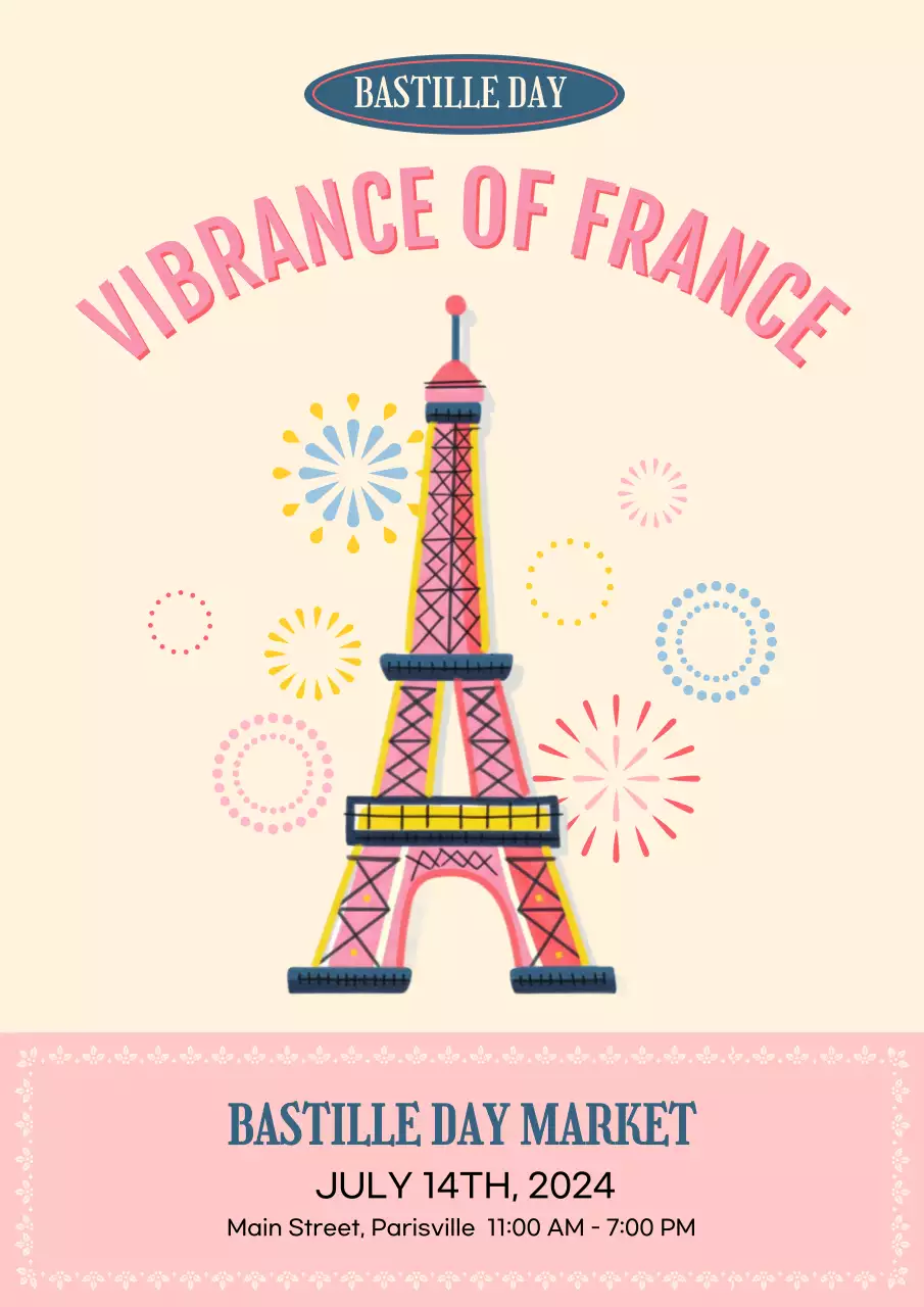 Pink Retro France Event Poster