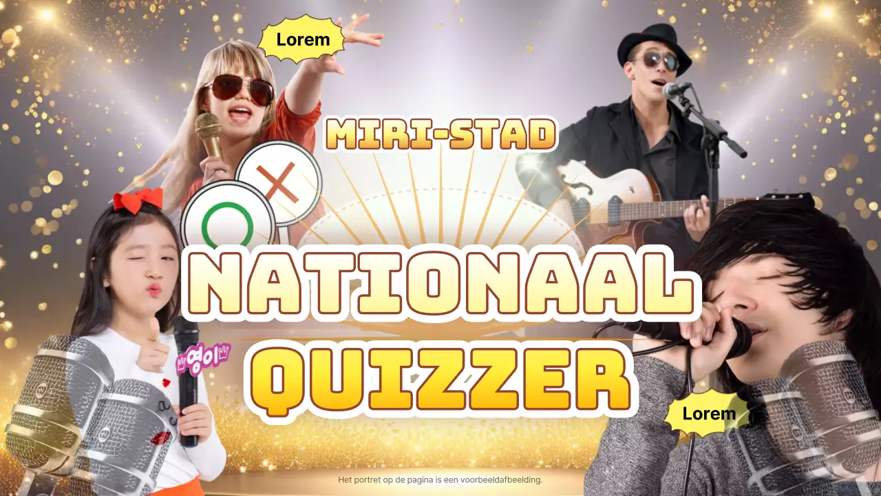 Een verzameling gele, retro-geïnspireerde quizprogramma's