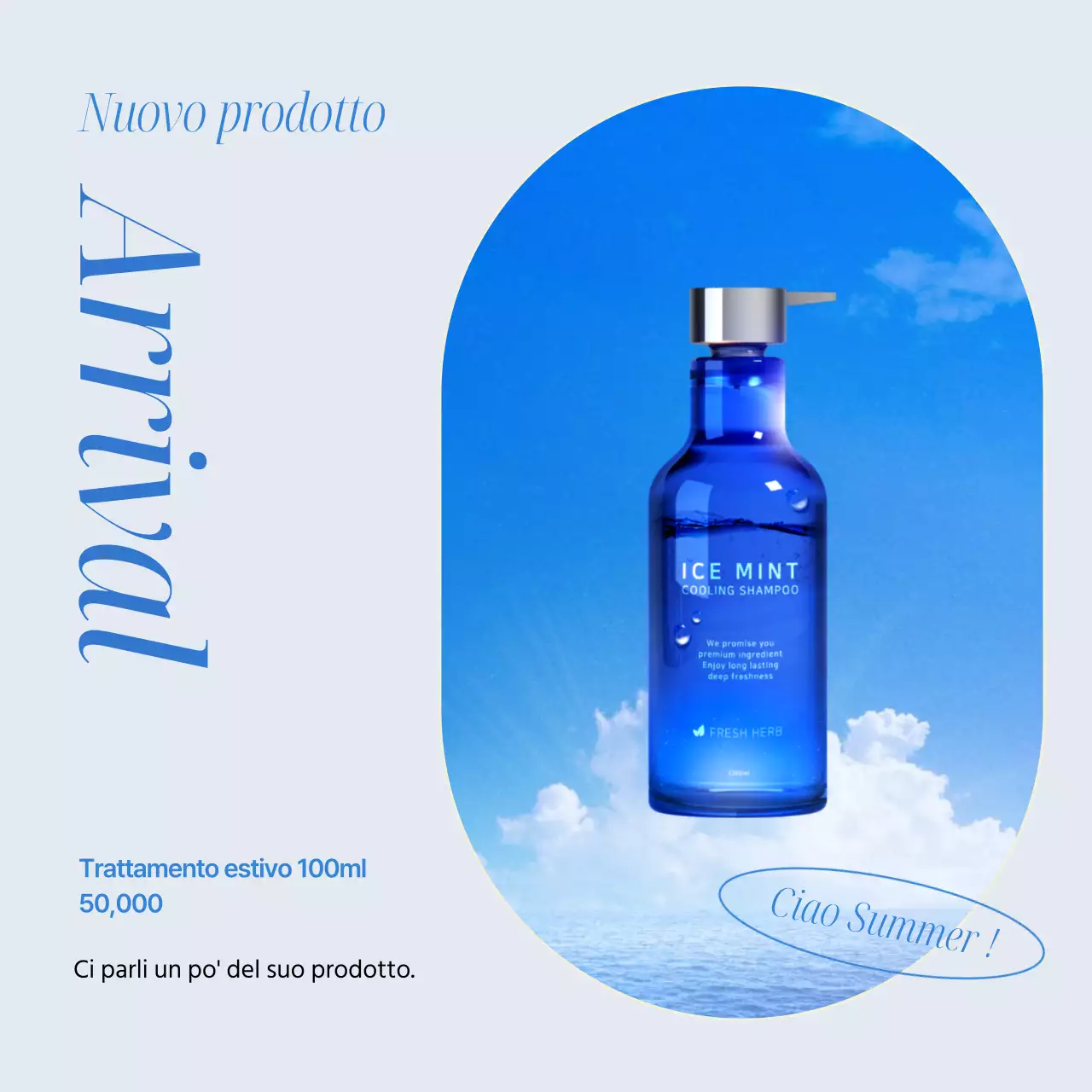 Annuncio per eventi semplice e di ispirazione estiva in azzurro e blu