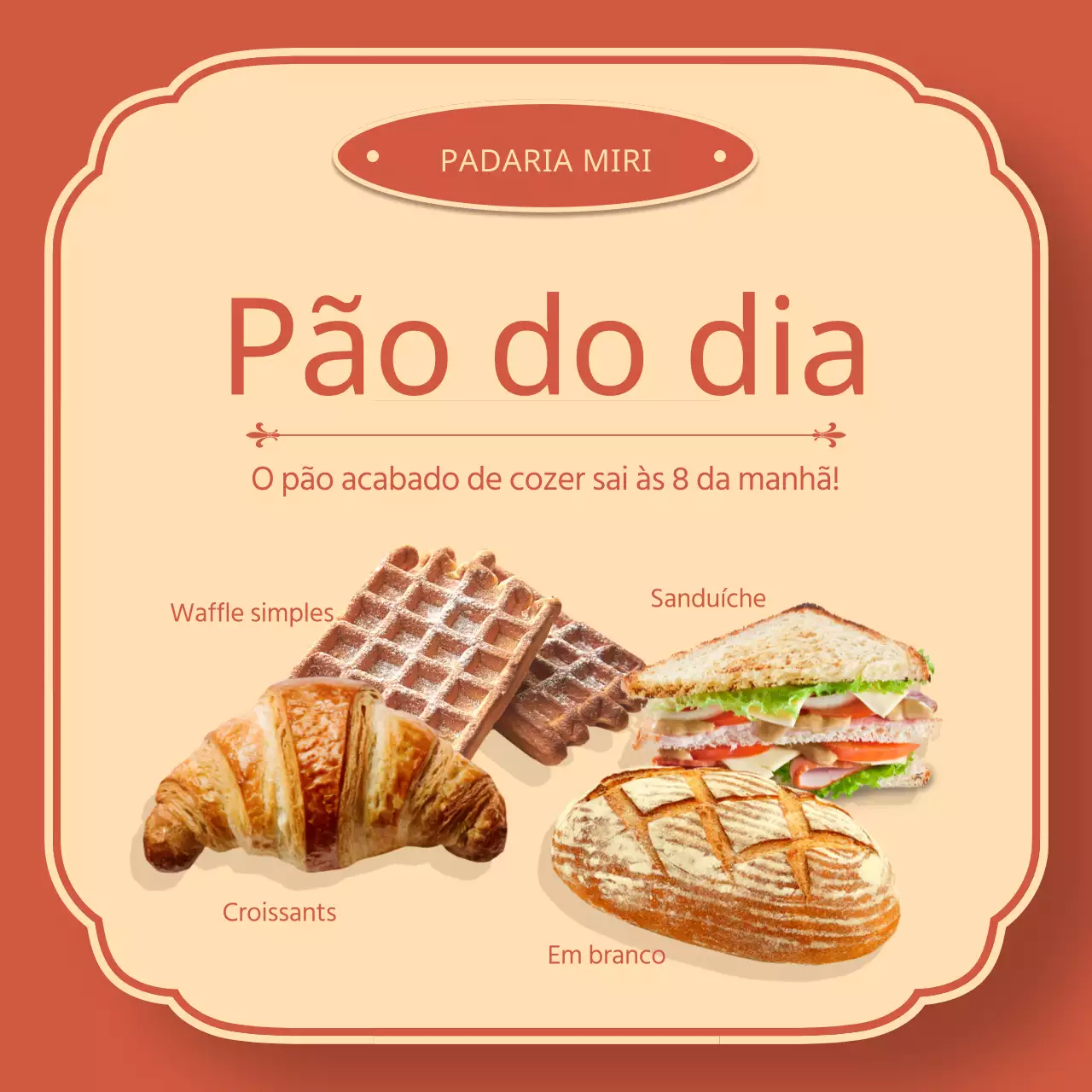 Promover a padaria minimalista da Today's Bread em castanho e marfim